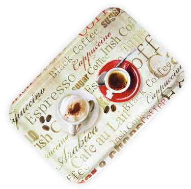 Melamin Serviertablett XL, Kaffeetablett aus Italien, Frühstückstablett Eckig, Druck: Espresso, 45x31 cm