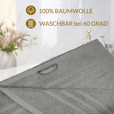 Handtuch Set Orange - Grau, 2x Duschtücher 70x140 cm und Handtücher 2x 50x100 cm