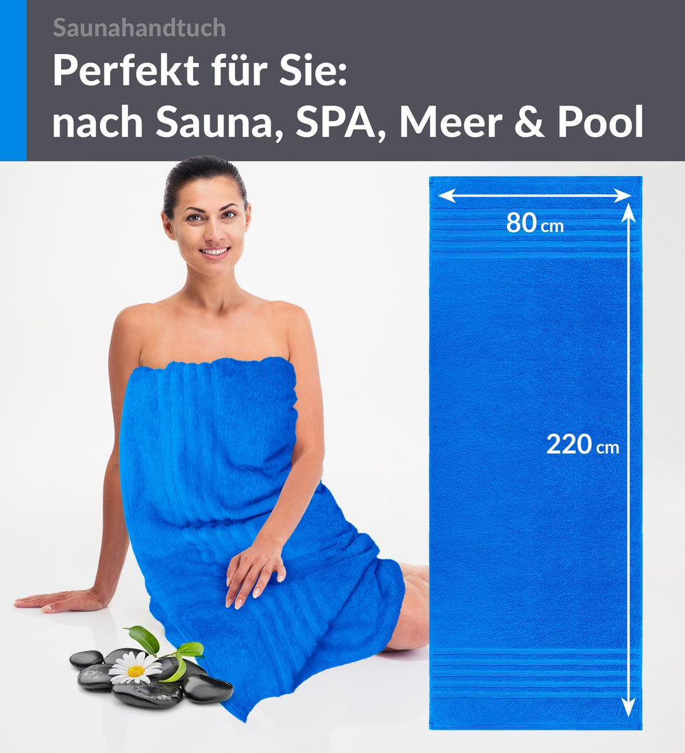 Saunahandtuch extra lang 80x220 cm Blau - Karibik
