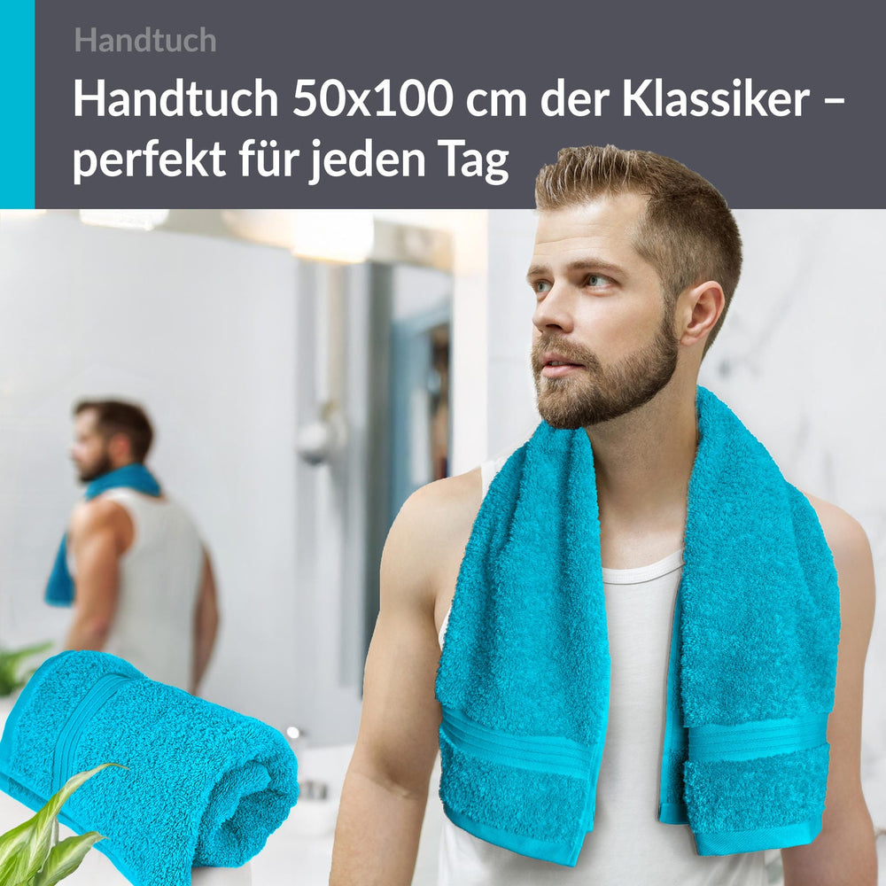 Handtuch Set 50x100 cm 2 Stück Blau - Aquamarin