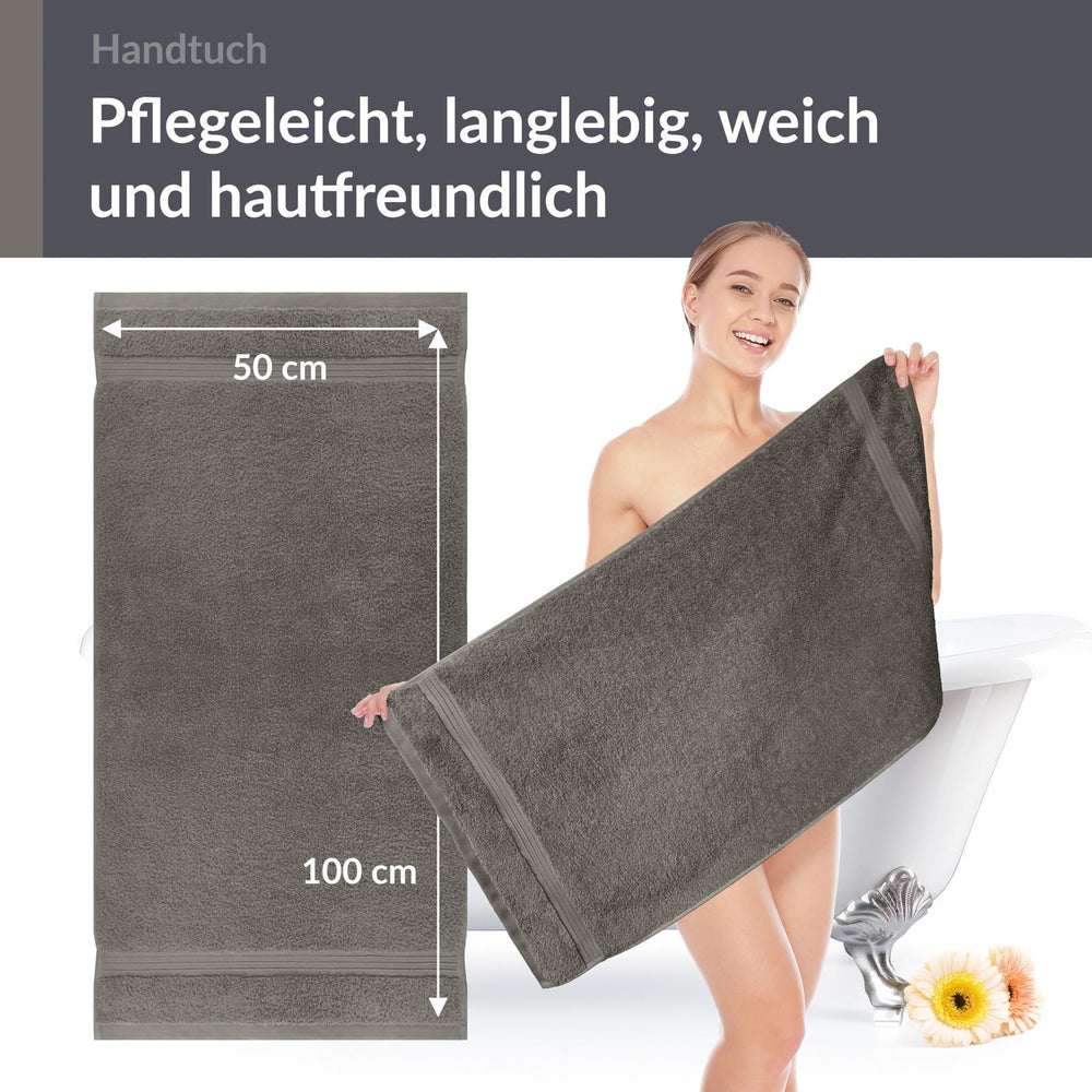 Handtuch Set 50x100 cm 2 Stück Grau - Dunkelgrau
