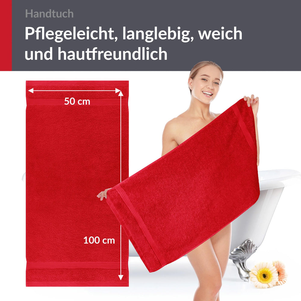 Handtuch Set 50x100 cm 2 Stück Rot - Scharlach