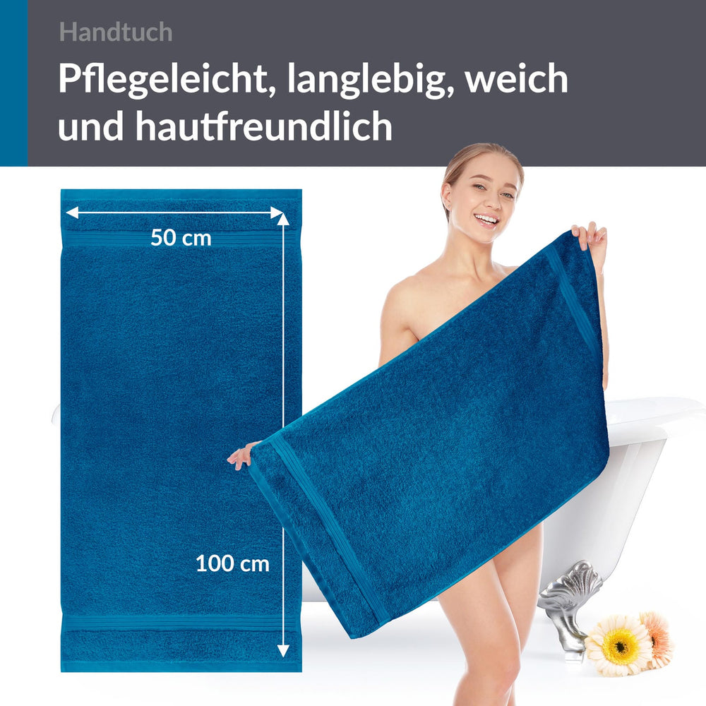 Frottee Handtuch 50x100 cm Blau - Petrol
