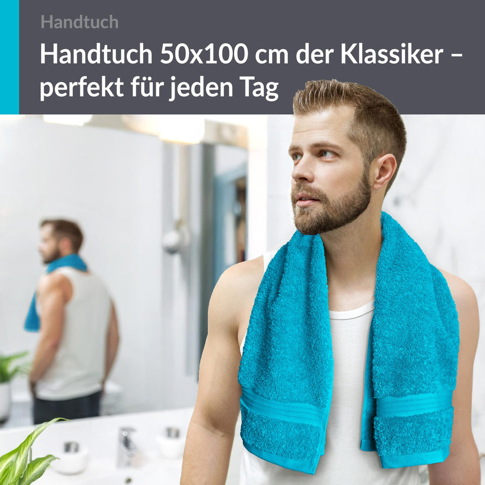 Frottee Handtuch 50x100 cm Blau - Aquamarin