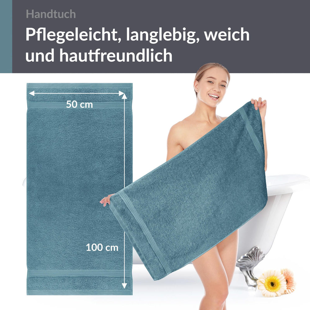 Frottee Handtuch 50x100 cm Blau - Tauben