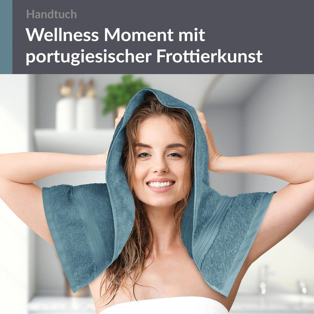 Frottee Handtuch 50x100 cm Blau - Tauben