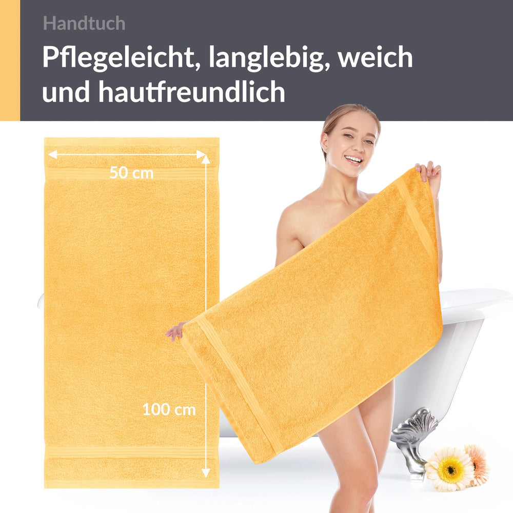 Frottee Handtuch 50x100 cm Gelb - Aprikosen