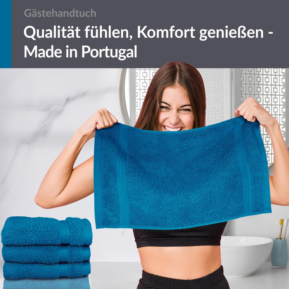 Gästehandtuch 30x50 cm 4er Set  Blau - Petrol