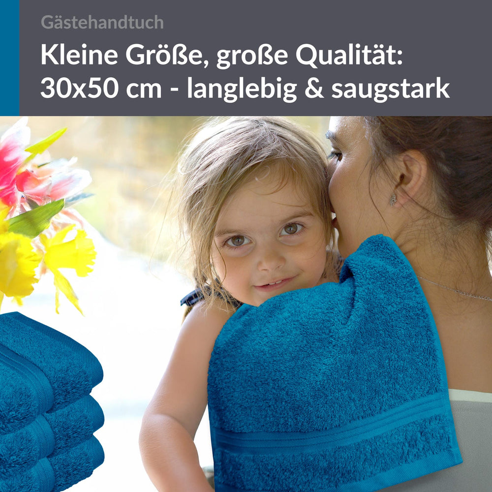 Gästehandtuch 30x50 cm 4er Set  Blau - Petrol