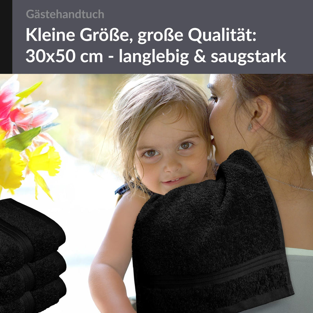 Gästehandtuch 30x50 cm 4er Set  Schwarz