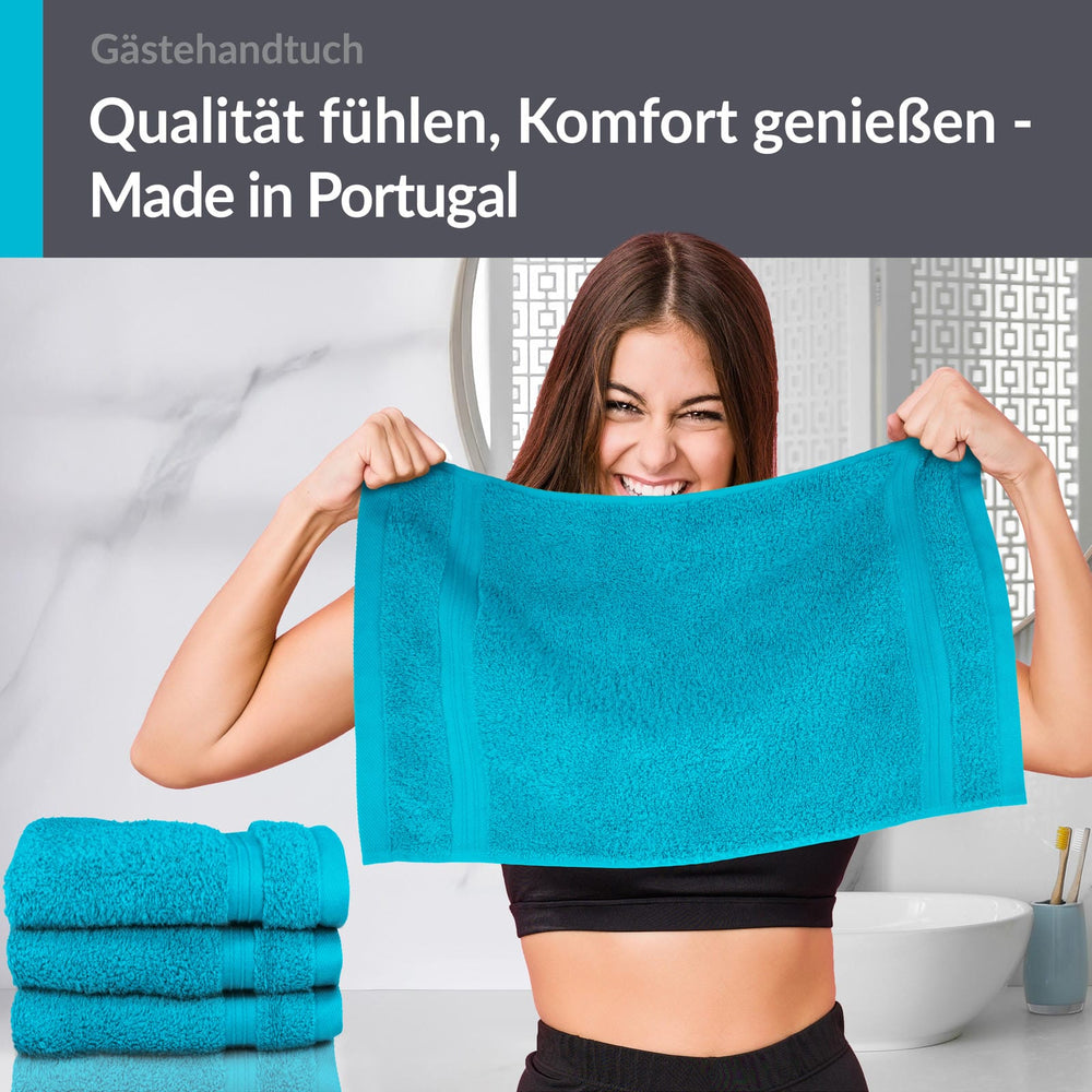 Gästehandtuch 30x50 cm 4er Set  Blau - Aquamarin