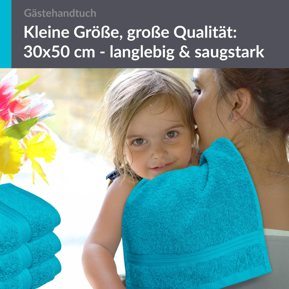 Gästehandtuch 30x50 cm 4er Set  Blau - Aquamarin