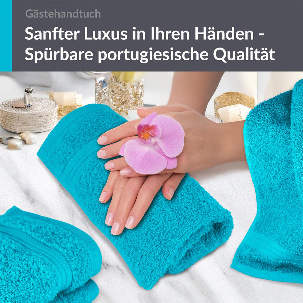 Gästehandtuch 30x50 cm 4er Set  Blau - Aquamarin