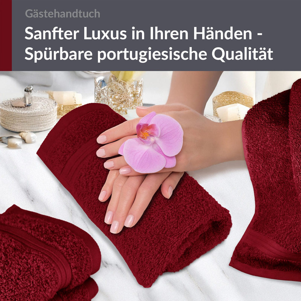 Gästehandtuch 30x50 cm 4er Set  Rot - Rubin