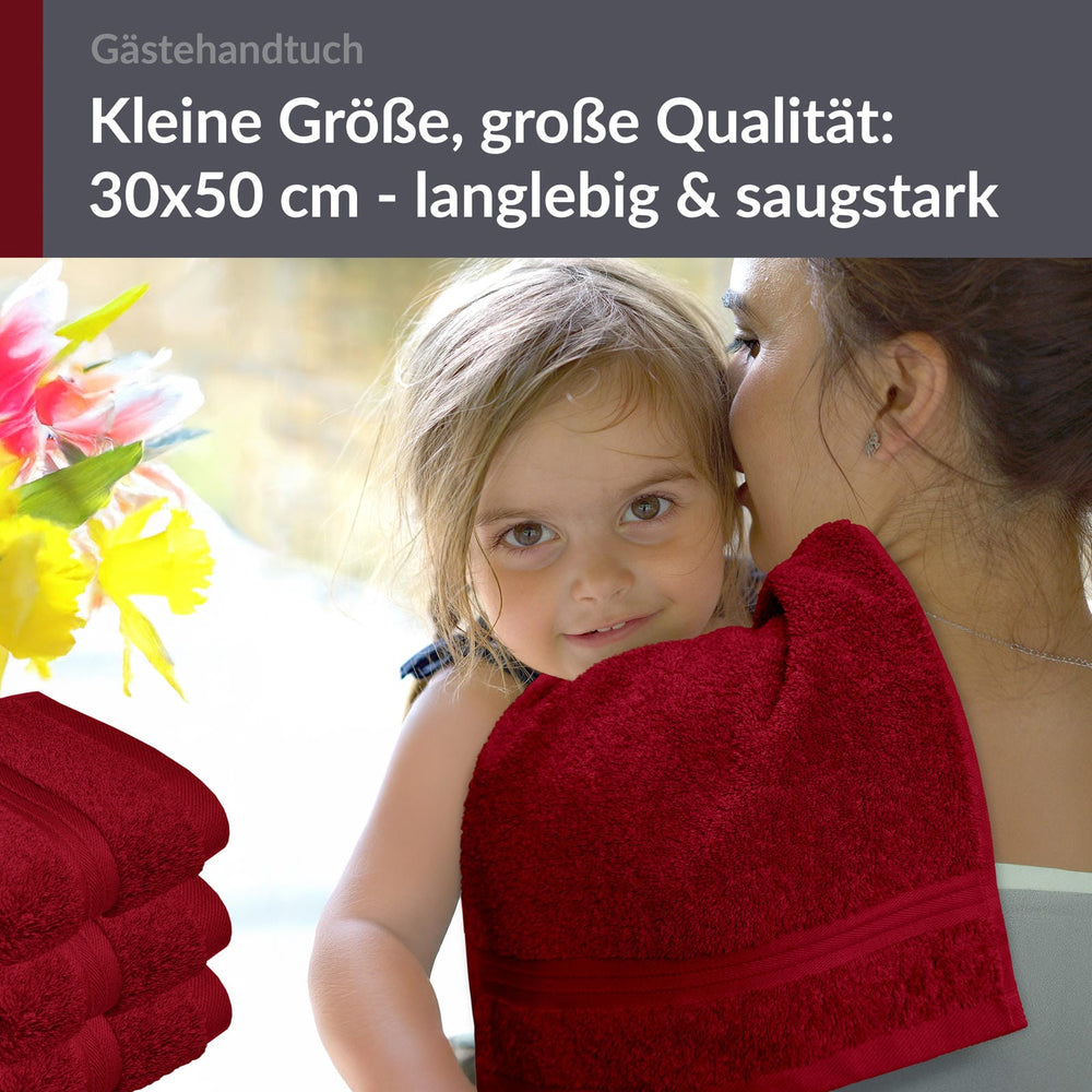 Gästehandtuch 30x50 cm 4er Set  Rot - Rubin