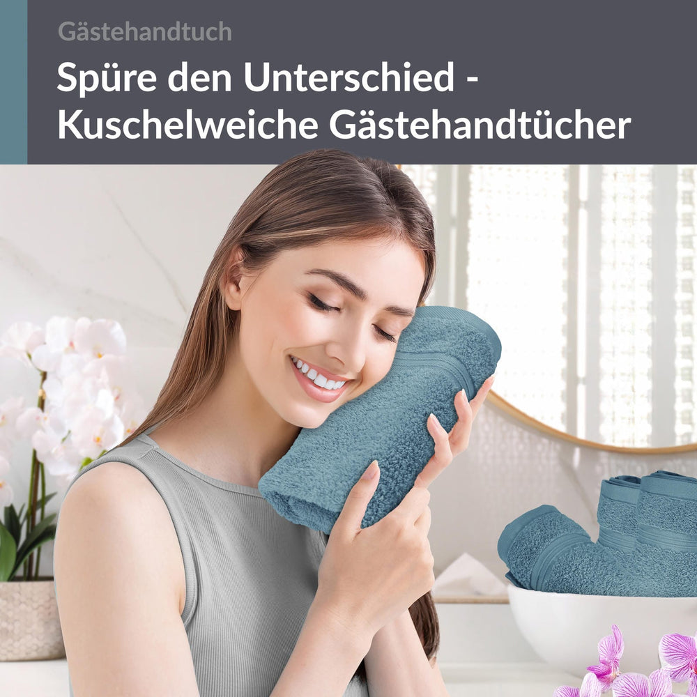 Gästehandtuch 30x50 cm 4er Set  Blau - Tauben