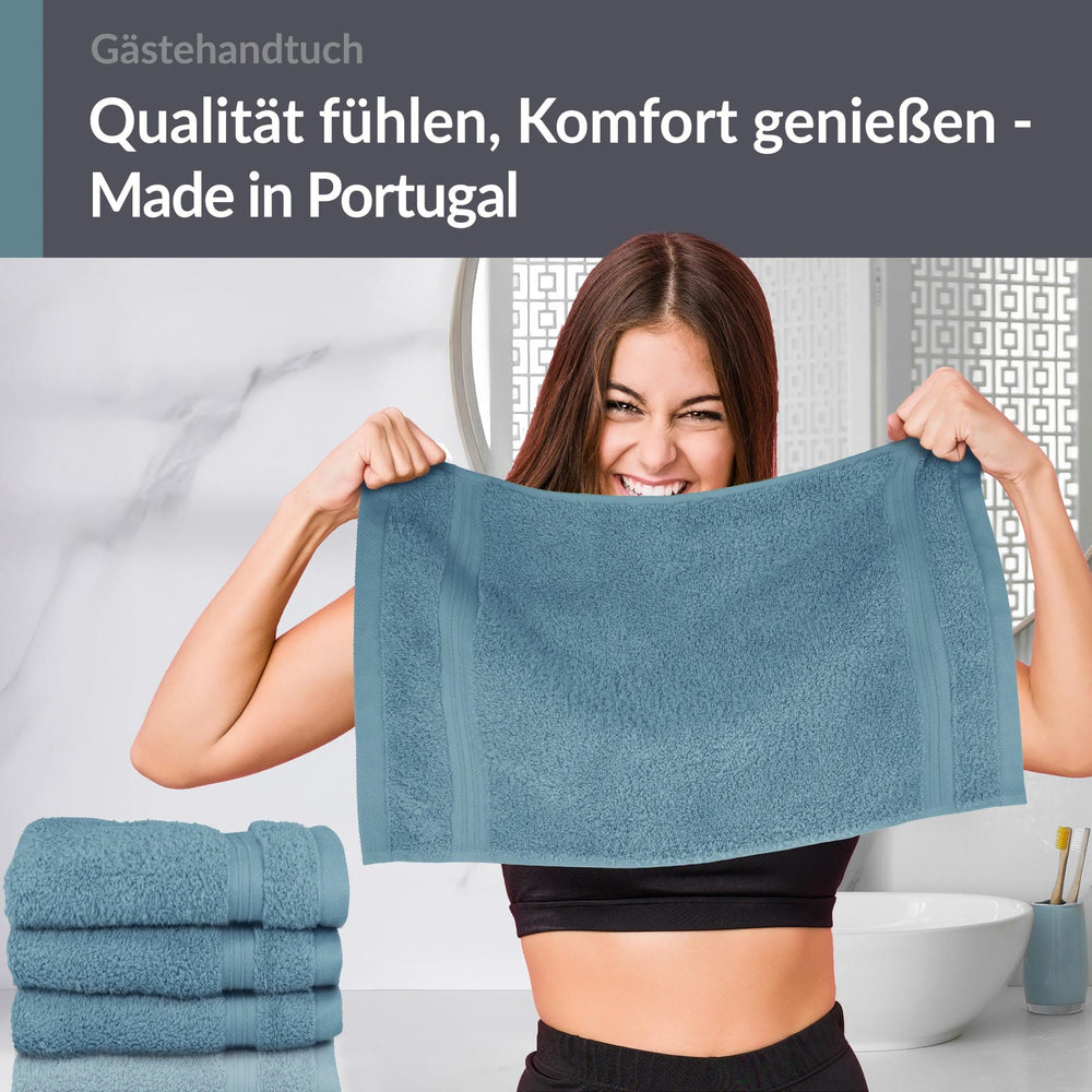 Gästehandtuch 30x50 cm 4er Set  Blau - Tauben