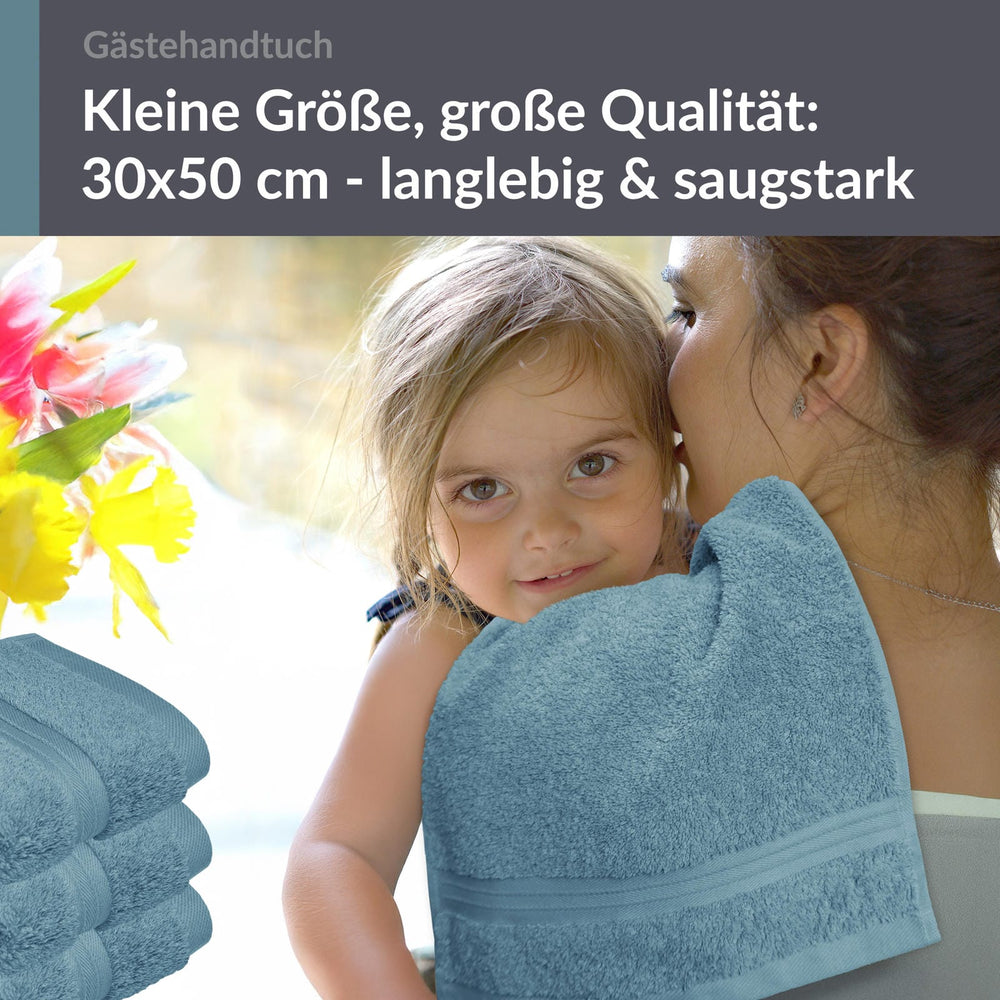 Gästehandtuch 30x50 cm 4er Set  Blau - Tauben
