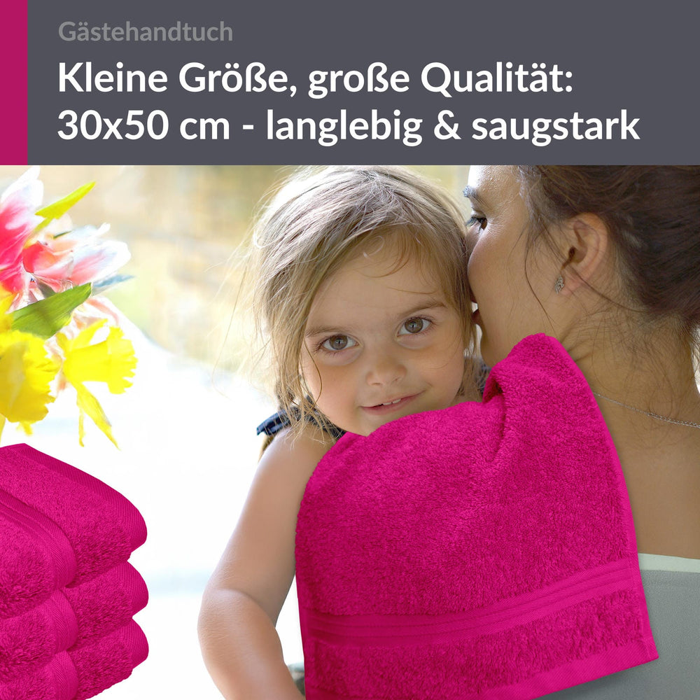 Gästehandtuch 30x50 cm 4er Set  Pink - Purpur