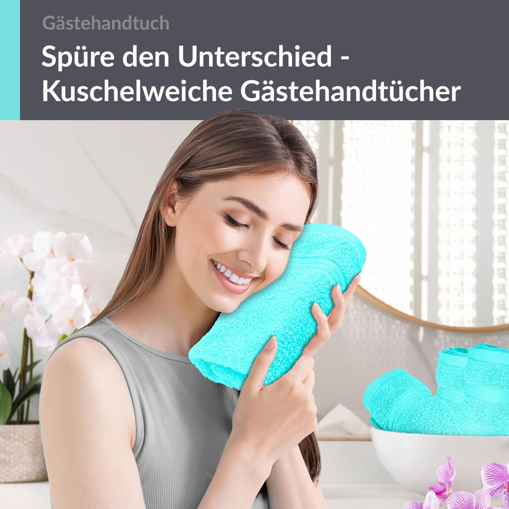 Gästehandtuch 30x50 cm 4er Set  Türkis