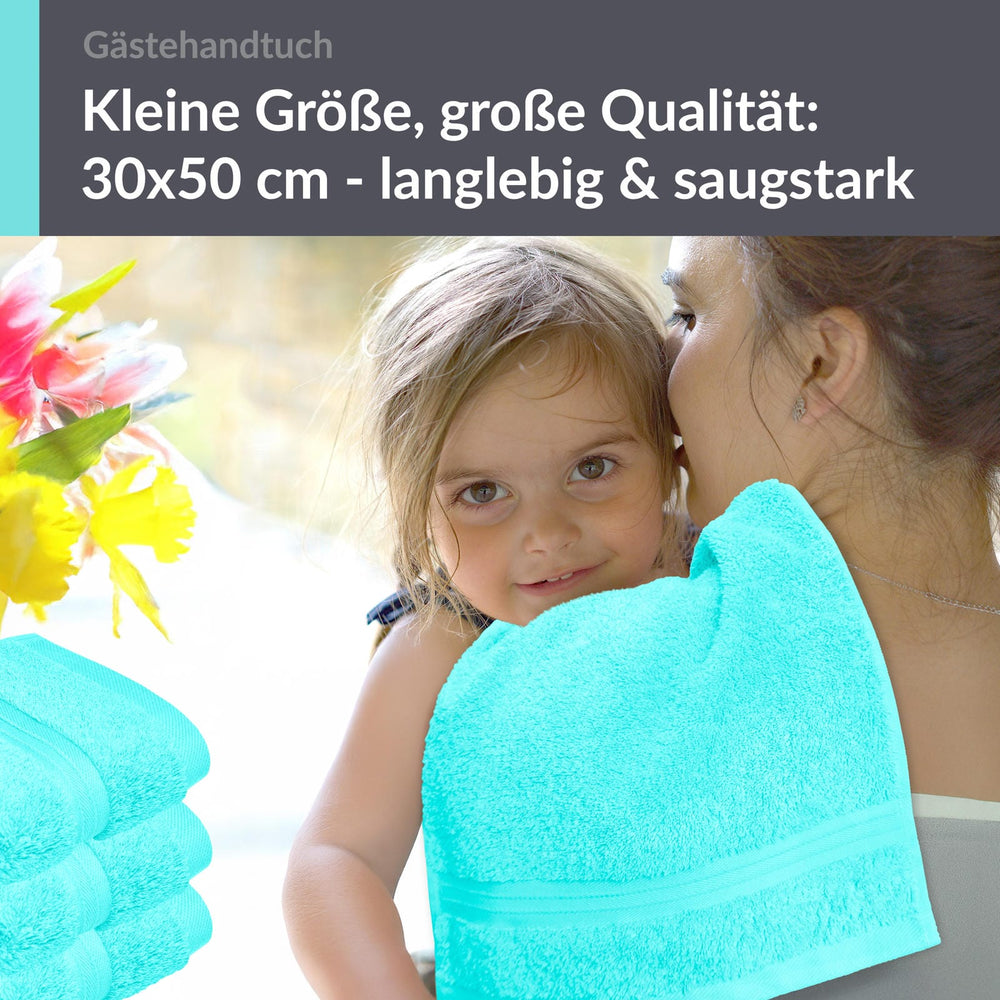 Gästehandtuch 30x50 cm 4er Set  Türkis