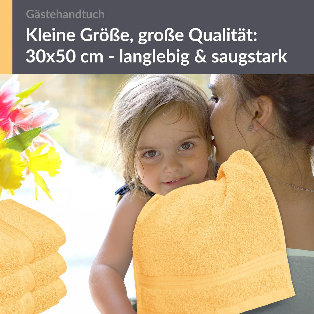 Gästehandtuch 30x50 cm 4er Set  Gelb - Aprikosen