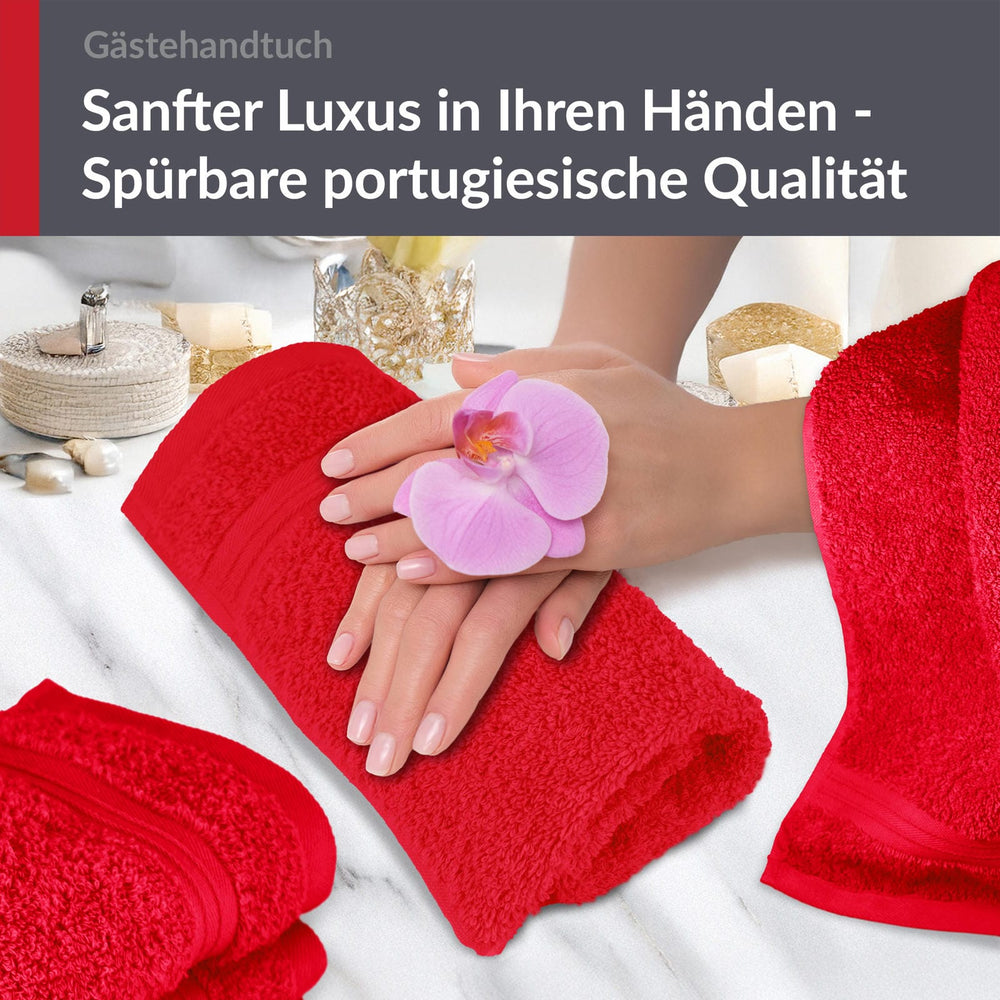Gästehandtuch 30x50 cm 4er Set  Rot - Scharlach
