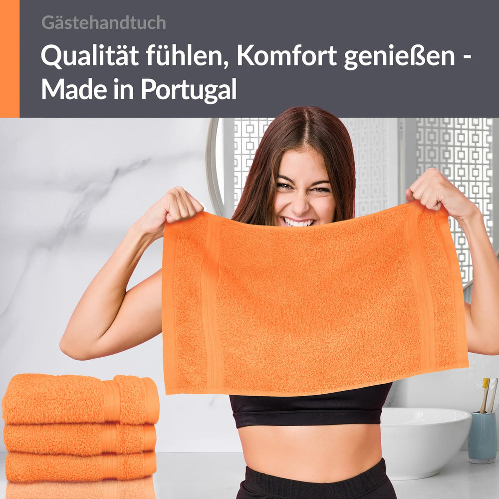 Gästehandtuch 30x50 cm 4er Set  Orange - Blutorange