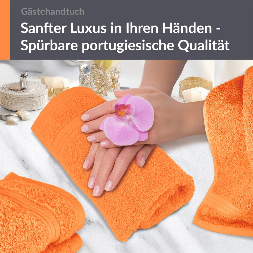 Gästehandtuch 30x50 cm 4er Set  Orange - Blutorange