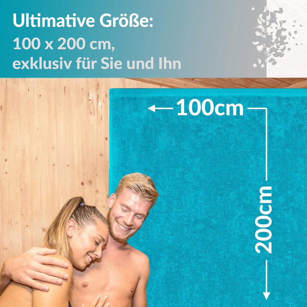 XXL Saunahandtuch 100x200 cm Lillby Blau - Aquamarin