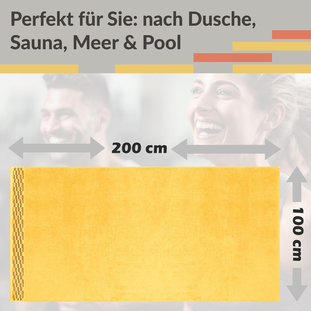 Saunahandtuch groß 100x200 cm, Lugano Saunatuch Gelb - Aprikosen