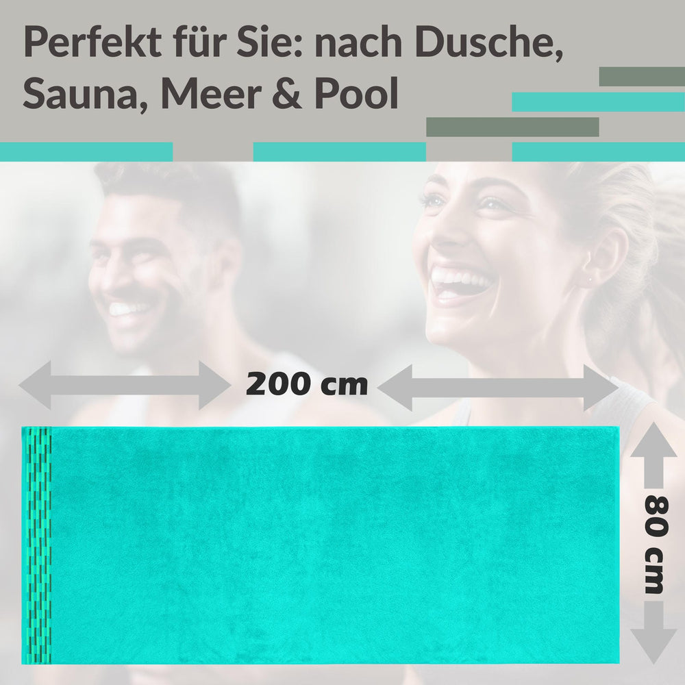 XL Saunahandtuch 80x200 cm superflauschig Türkis - Meer