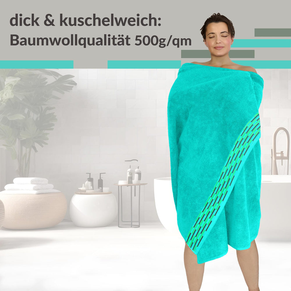 XL Saunahandtuch 80x200 cm superflauschig Türkis - Meer