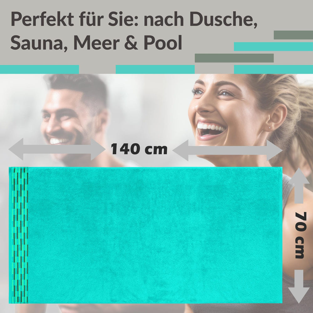 Duschtuch 2er Set 70x140 cm Türkis - Meer, Lugano Badetücher