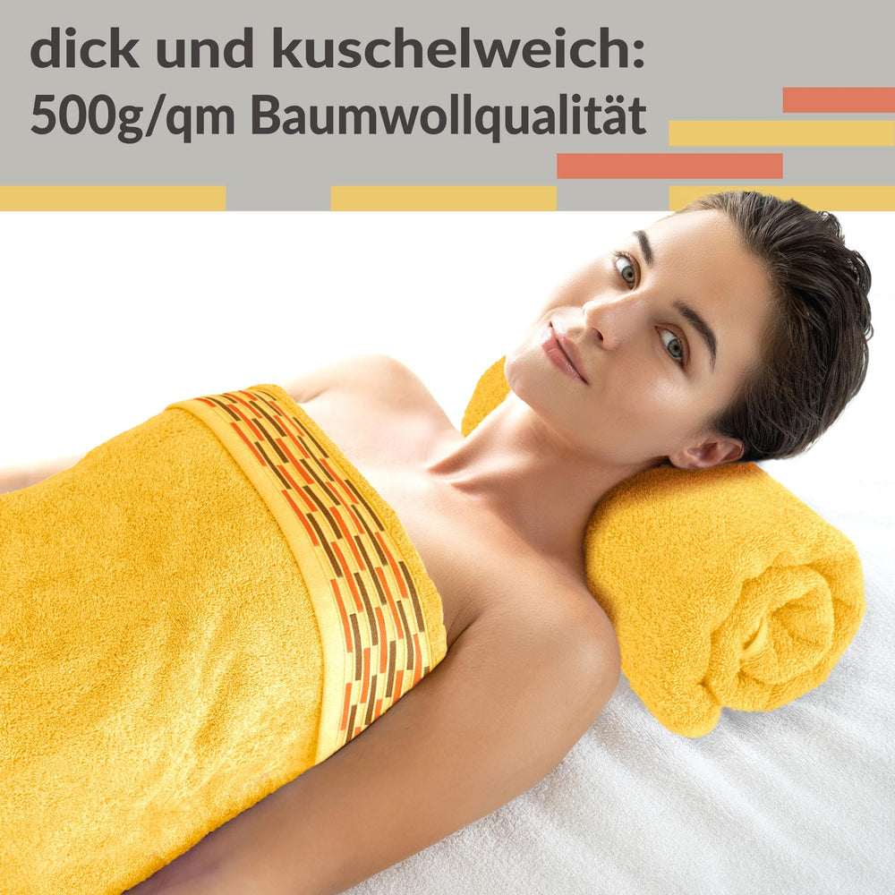 Duschtuch 2er Set 70x140 cm Gelb - Aprikosen, Lugano Badetücher