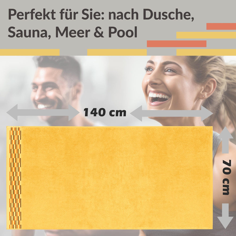 Duschtuch 2er Set 70x140 cm Gelb - Aprikosen, Lugano Badetücher