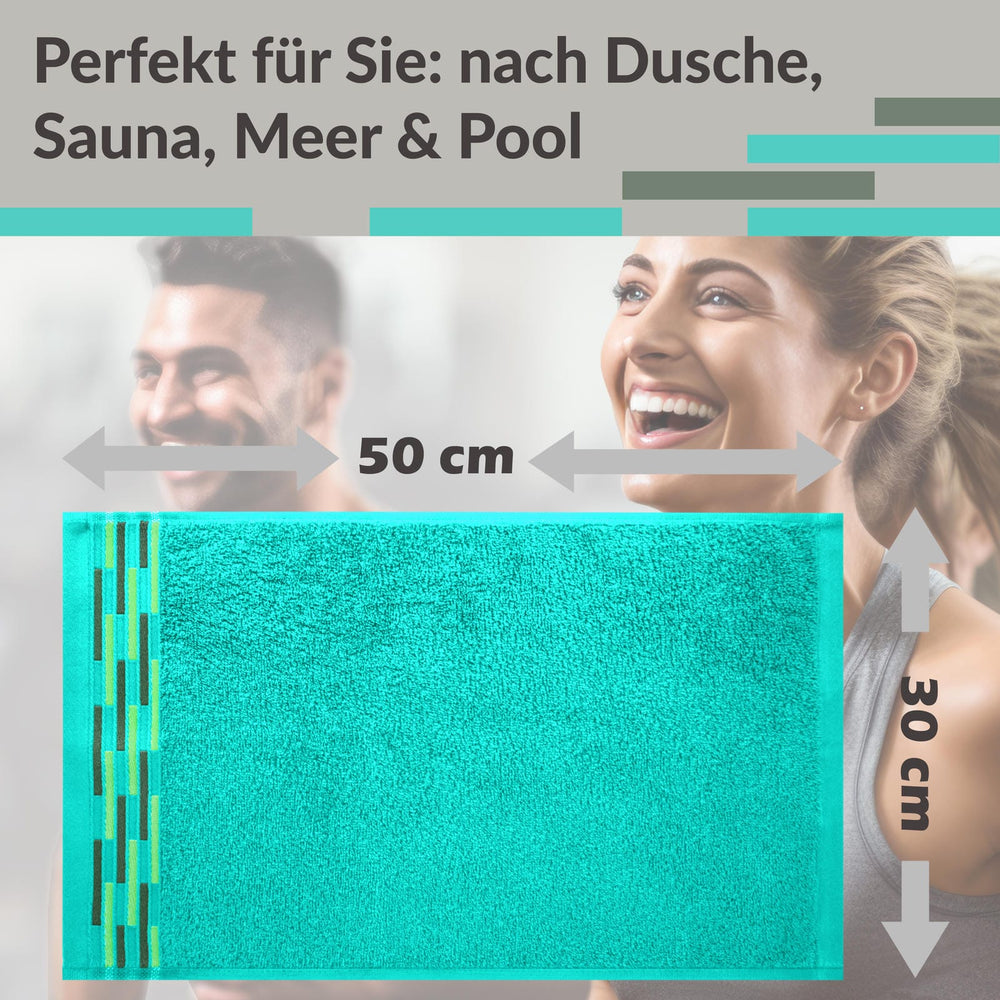 Gäste Handtuchset 30x50 cm Türkis - Meer, Lugano 4 Stück kleine Handtücher