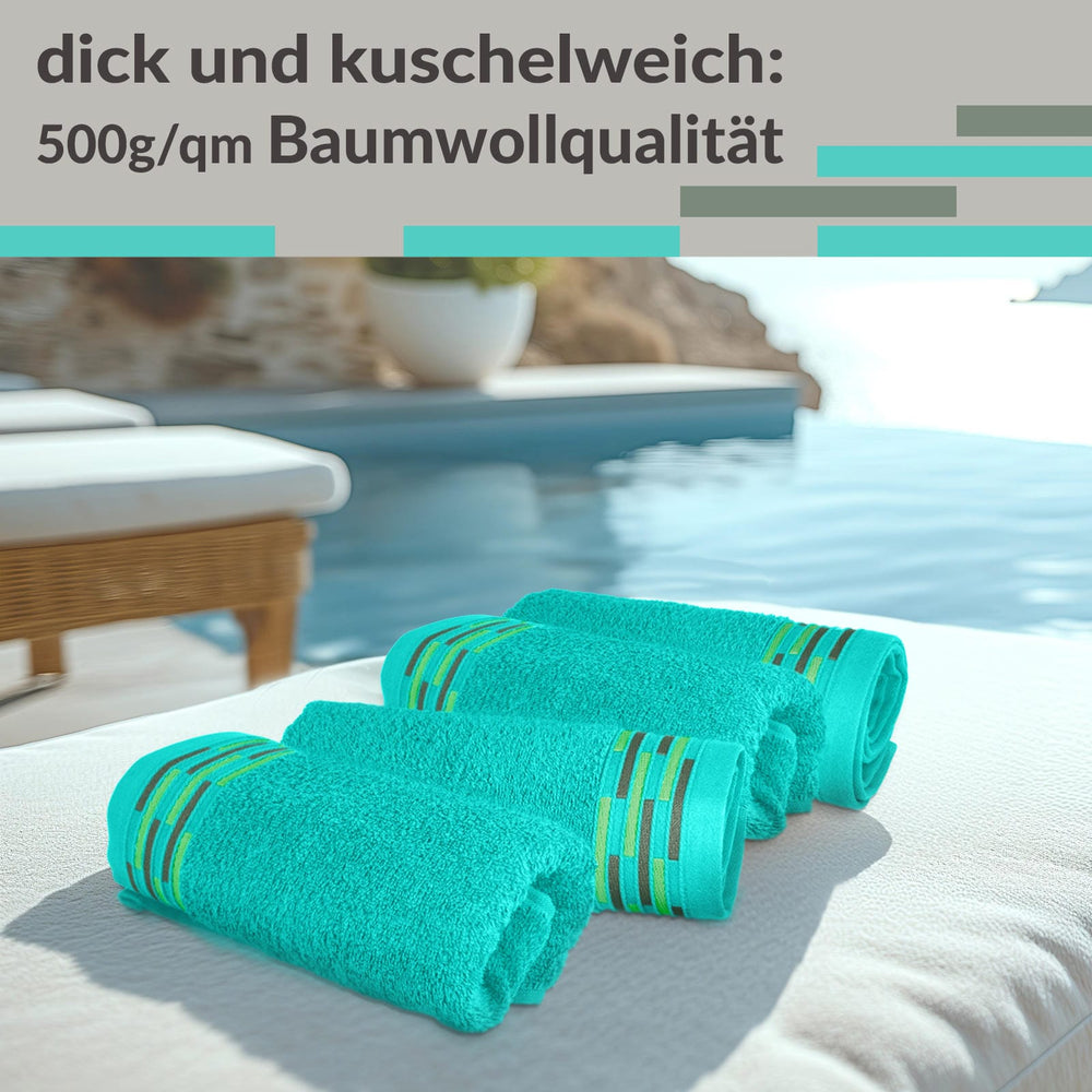 Gäste Handtuchset 30x50 cm Türkis - Meer, Lugano 4 Stück kleine Handtücher