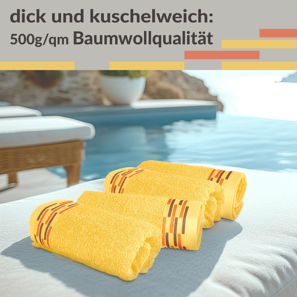 Gäste Handtuchset 30x50 cm Gelb - Aprikosen, Lugano 4 Stück kleine Handtücher