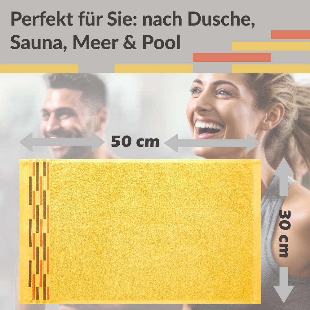 Gäste Handtuchset 30x50 cm Gelb - Aprikosen, Lugano 4 Stück kleine Handtücher