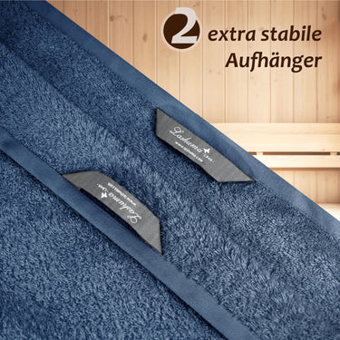 Wellness Frottee Saunatuch 100x200 cm, Lima XXL Sauna Handtuch Blau - Jeans