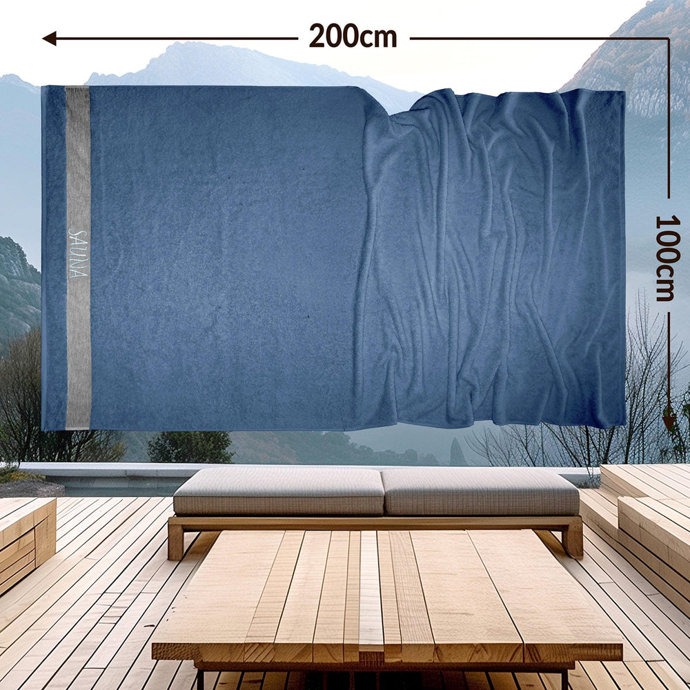 Wellness Frottee Saunatuch 100x200 cm, Lima XXL Sauna Handtuch Blau - Jeans