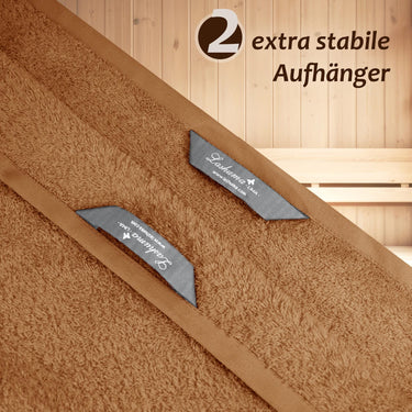 Wellness Frottee Saunatuch 100x200 cm, Lima XXL Sauna Handtuch Braun - Camel