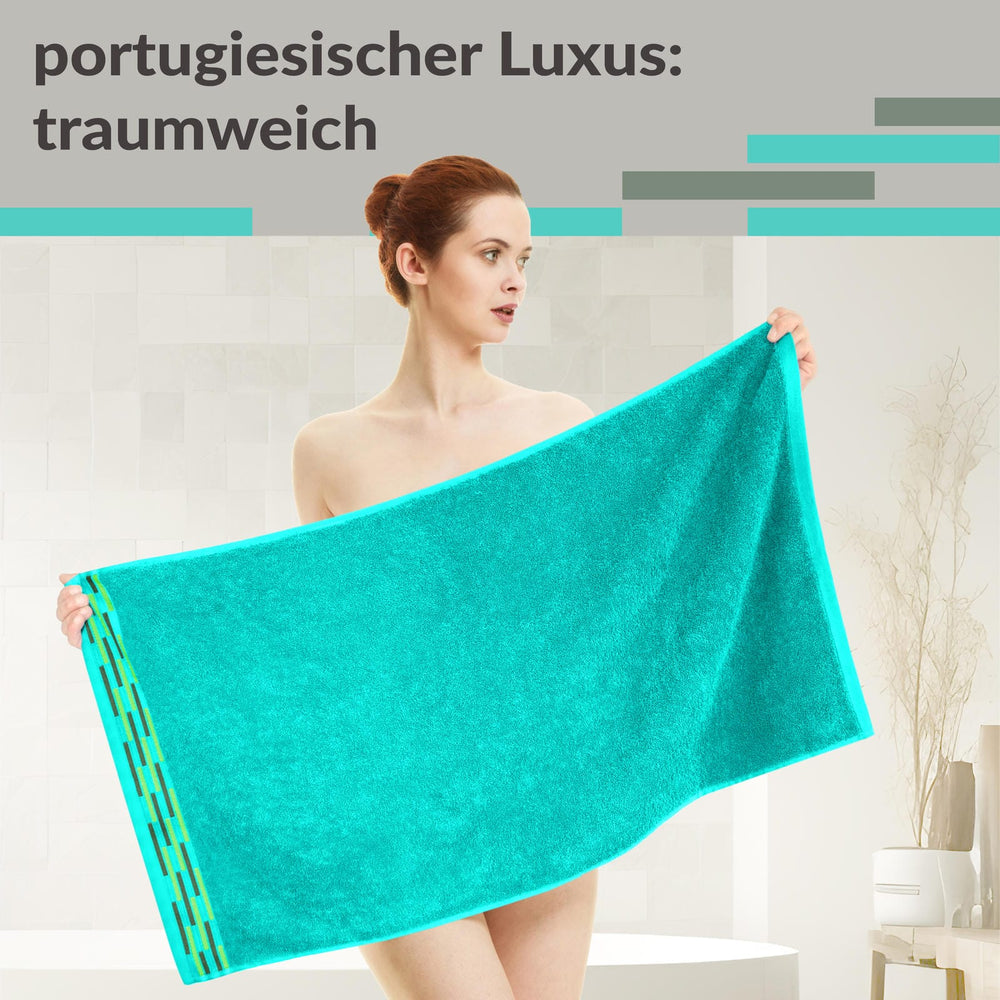 Handtuch Set 50x100 cm, Lugano 2er Frotteetücher Türkis - Meer