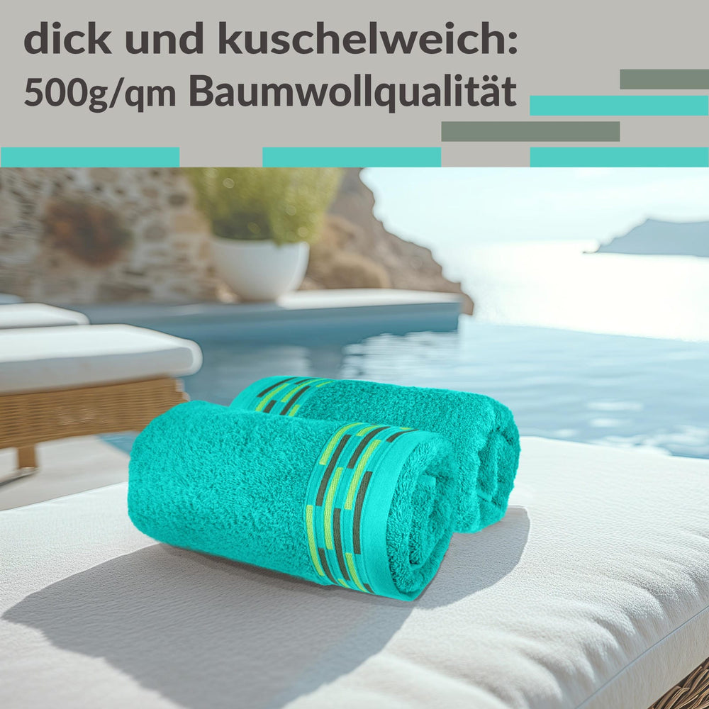 Handtuch Set 50x100 cm, Lugano 2er Frotteetücher Türkis - Meer