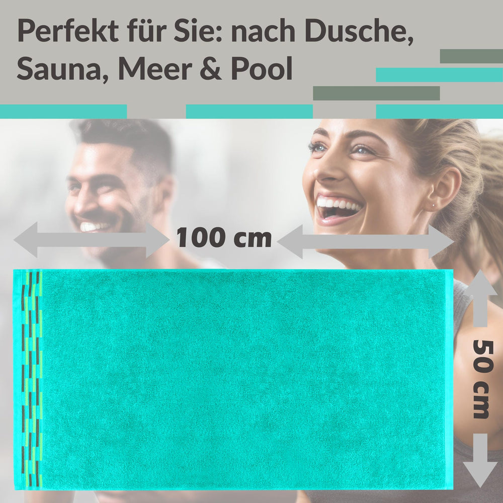 Handtuch Set 50x100 cm, Lugano 2er Frotteetücher Türkis - Meer