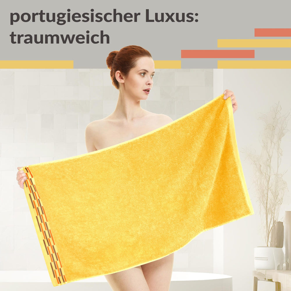 Handtuch Set 50x100 cm, Lugano 2er Frotteetücher Gelb - Aprikosen