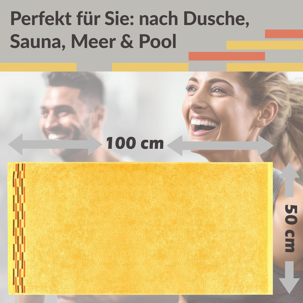 Handtuch Set 50x100 cm, Lugano 2er Frotteetücher Gelb - Aprikosen