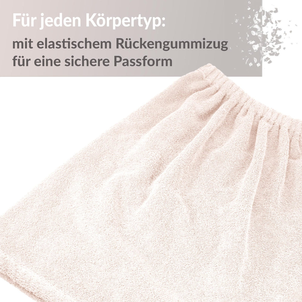 Saunakilt Herren Natur, Saunatuch mit Klettverschluss L - XXL