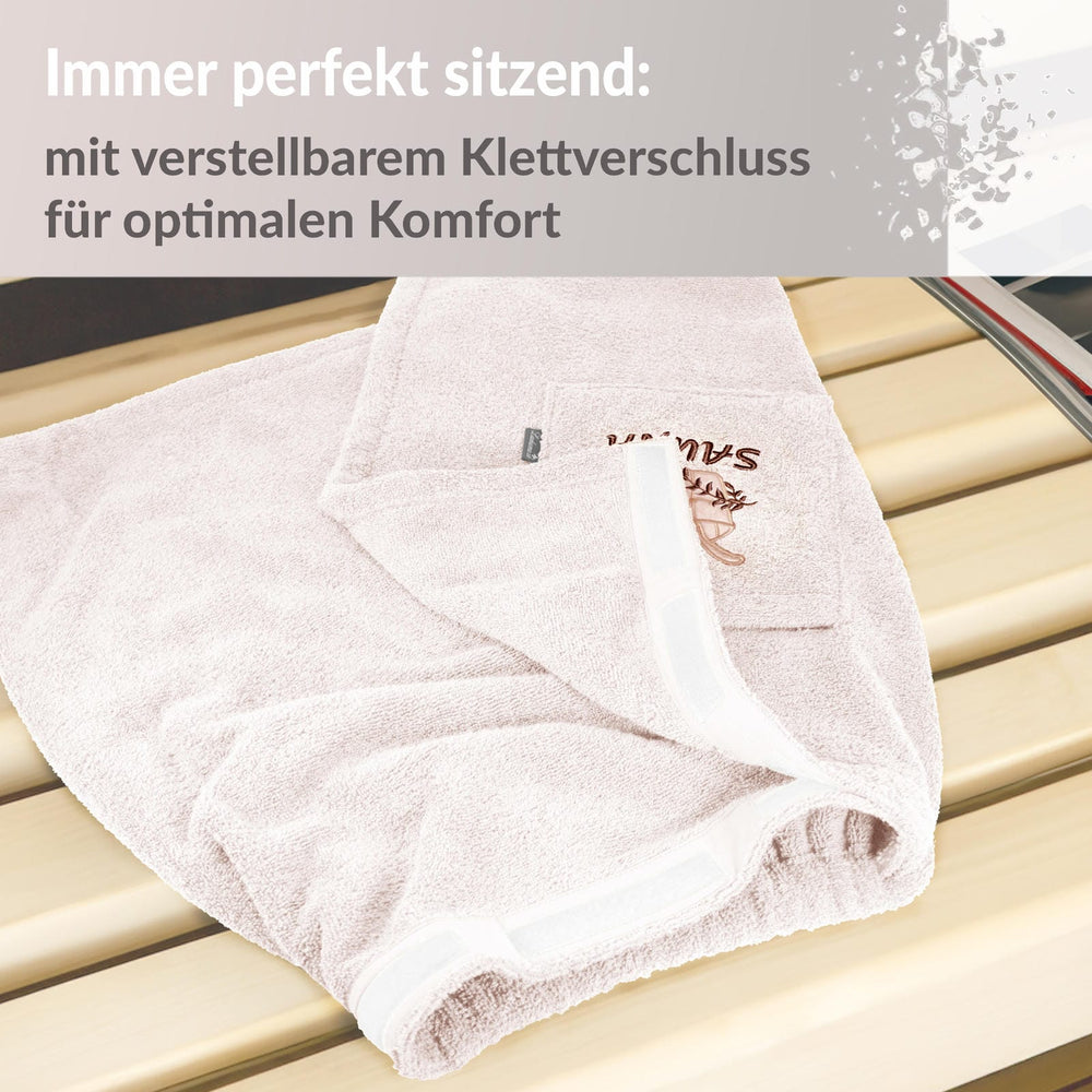 Saunakilt Herren Natur, Saunatuch mit Klettverschluss L - XXL